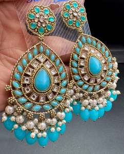 Beautiful Kundan & Pearls work bigger earrings (very lite weight)