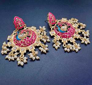 Meenakari with pearls work peacock design earrings