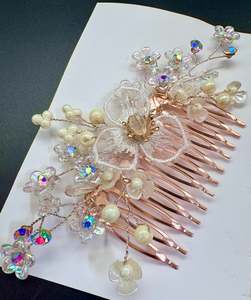 Beautiful crystal & Pearl Work Hair comb(perfect for any hairstyle Curls or hair bun)