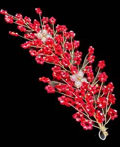 Gajra Floral Bun: Very shiny and sparkly white crystals with pearls hair accessories for engagement bride