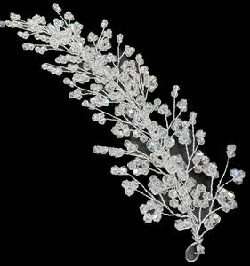 Very shiny and sparkly white crystals with pearls hair accessories for engagement bride