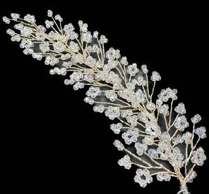 Very shiny and sparkly white crystals with pearls hair accessories for engagement bride