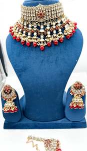 Kundan with pearls work beautiful heavy work Choker necklace with designer Jhumk&hellip;
