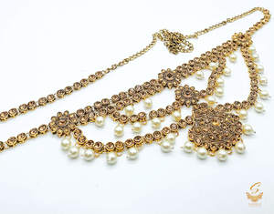 Golden colour kundan with pearls Stone Single line Kamarband
