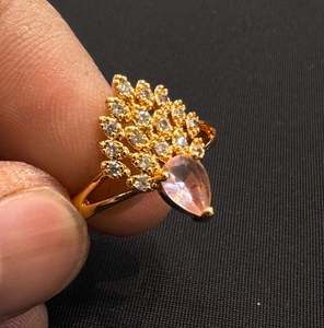 Rings: Golden Beautiful American Diamond ring (adjustable)