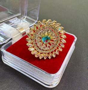 Golden Beautiful American Diamond ring (adjustable)