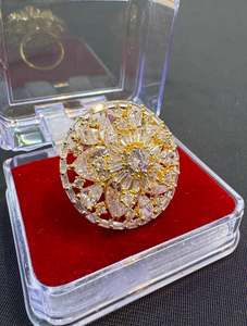 Golden Beautiful American Diamond ring (adjustable)