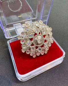 Original silver polki stone beautiful ring (adjustable)