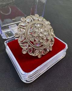 Rings: Original silver polki stone beautiful ring (adjustable)