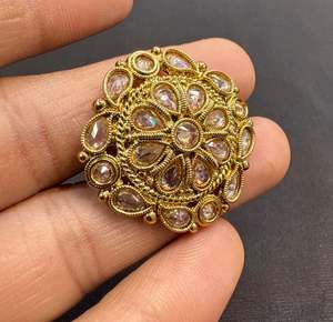Rings: Original polki stone beautiful ring (adjustable)