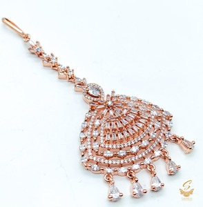 Rosegold & Silver Stone American Diamond Tikka