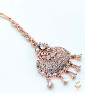 Rosegold & Silver Stone American Diamond Tikka