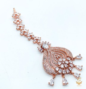 Rosegold & Silver Stone American Diamond Tikka