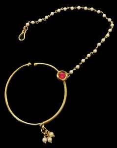 Nose Pins Nath: Large size Original Kundan stone Beautiful Bride Nath (non piercing)