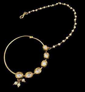 Large size Original Kundan stone Beautiful Bride Nath (non piercing)