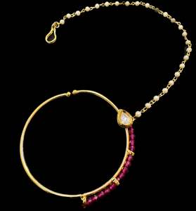 Large size Original Kundan stone Beautiful Bride Nath (non piercing)