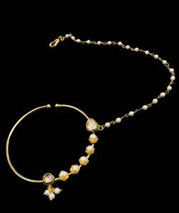 Large size Original Kundan stone Beautiful Bride Nath (non piercing)