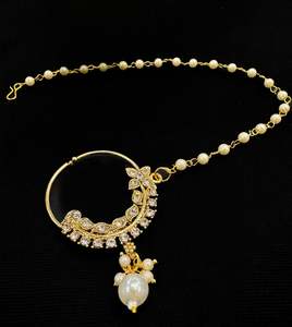 Nose Pins Nath: Small size Original Polki stone Beautiful Bride Nath (non piercing)