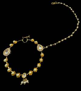 Nose Pins Nath: Large size Original Kundan stone Beautiful Bride Nath (non piercing)