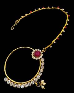 Nose Pins Nath: Large size Original jerkan stone Beautiful Bride Nath (non piercing)