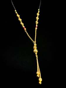 Golden Stone & Jerkan Gold Plated (Artificial) Mangalsutra With Artificial Black&hellip;