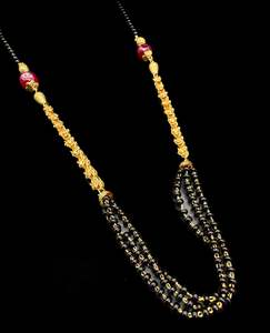 Golden Stone & Jerkan Gold Plated (Artificial) Mangalsutra With Artificial Black&hellip;