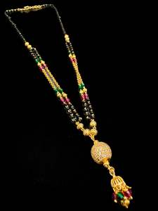 Coloured pearls with Golden Stone & Jerkan Gold Plated (Artificial) Mangalsutra &hellip;