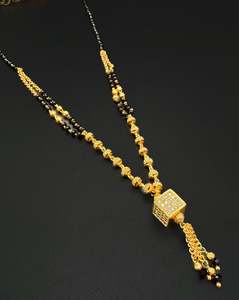 Golden Stone & Jerkan Gold Plated (Artificial) Mangalsutra With Artificial Black&hellip;