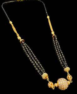 Golden Stone & Jerkan Gold Plated (Artificial) Mangalsutra With Artificial Black&hellip;