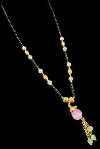 Mangalsutra: Coloured pearls with Golden Stone & Jerkan Gold Plated (Artificial) Mangalsutra With Artificial Black Beads Chain, Apx Size: 20-22 Cm