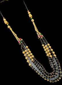 Coloured pearls with Golden Stone & Jerkan Gold Plated (Artificial) Mangalsutra &hellip;