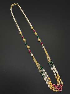 Coloured pearls with Golden Stone & Jerkan Gold Plated (Artificial) Mangalsutra &hellip;