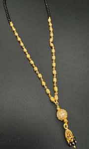 Golden Stone & Jerkan Gold Plated (Artificial) Mangalsutra With Artificial Black&hellip;