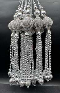 Latkans: Beautiful silver design medium size lehnga latkans tessels (pair)