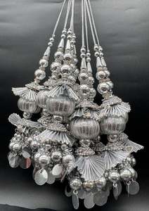 Beautiful silver design medium size lehnga latkans tessels (pair)