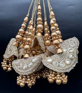 Latkans: Beautiful golden design medium size lehnga latkans tessels (pair)