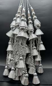 Latkans: Beautiful silver design medium size lehnga latkans tessels (pair)