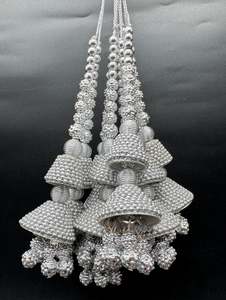 Latkans: Beautiful silver design medium size lehnga latkans tessels (pair)