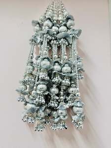 Latkans: Silver color Bigger size lehnga latkans tessels (pair)