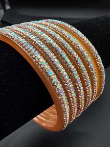 Wedding Churra: Full of Golden stone Churra Bangles set (4 bangles in set )price per set