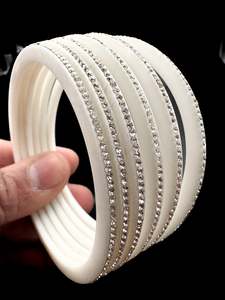 Wedding Churra: Silver stone Churra Bangles set (6 bangles in set )price per set