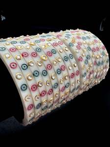 Golden stone Dotted Churra Bangles set (6 bangles in set )price per set