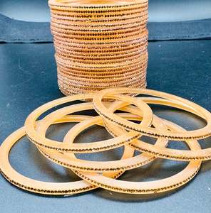 Wedding Churra: Golden stone Churra Bangles set (6 bangles in set )
