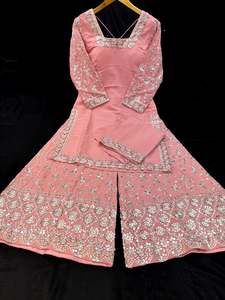 (Video clip attached) Mint color Georgette based sequined and embroidery work ka&hellip;