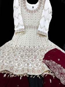Golden & Maroon color georgette based stones and embroidery work all over front &hellip;