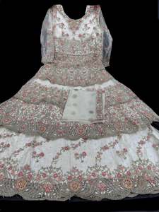 Netting based Golden stones and embroidery work all over front & back of kameez &hellip;