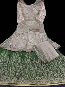 Netting based Golden stones and embroidery work all over front & back of kameez &hellip;