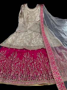 Netting based Golden stones and embroidery work all over front & back of kameez &hellip;