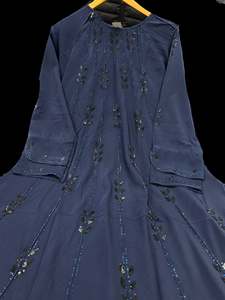 Dark Blue color Beautiful and very Soft georgette Lycra based handwork Abaya (Ch&hellip;