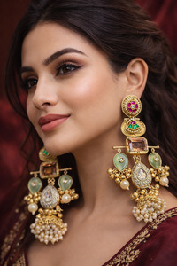 (Video clip attached)Trending Kashmiri Earrings /A stunning traditional Kundan-i&hellip;